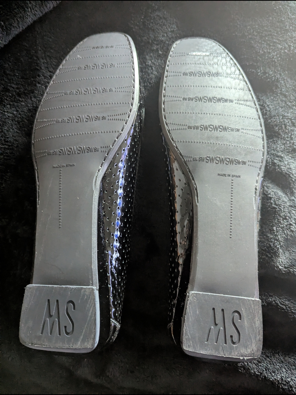 Stuart Weitzman Black Patent Leather Loafers with Silver Hardware 9m - Picture 9 of 10